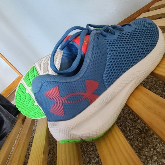 Under Armour UA Charged Pursuit | Girls Boys Unisex Blue Tennis Shoes | US 4 - Picture 3 of 6